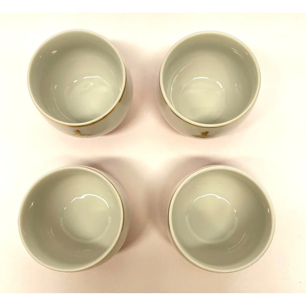 Vintage Nakagama Kiln Japanese Porcelain Tea Set Teapot 4 Cups Orange Gold White